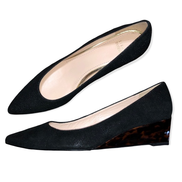Stuart Weitzman Pointed Toe Square Heeled Wedge